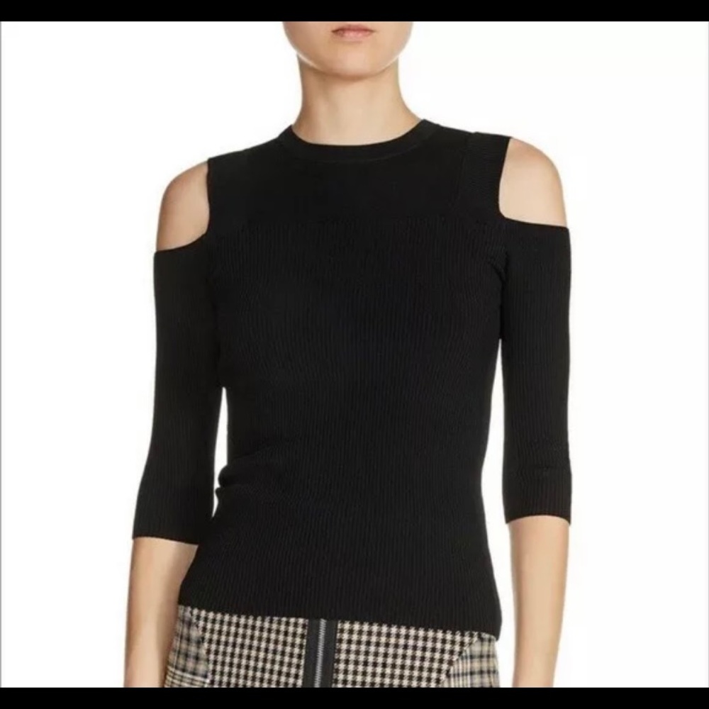 Maje ribbed cold shoulder sweater